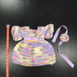 Handmade crochet baby girl dress with headband set